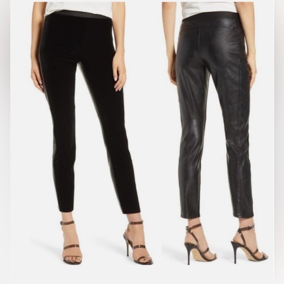Bailey 44 Pants - BAILEY 44 Olivia Velvet & Faux Leather Ankle Pants In Black